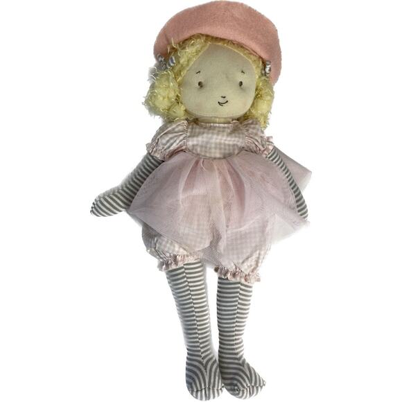Bunnies by the Bay Elsie Plush Doll Pink with Hat Soft Girl Doll 14" - Picture 1 of 4